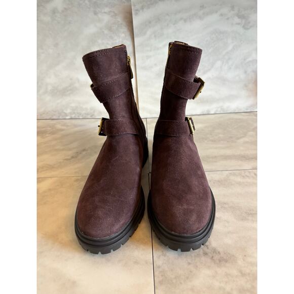 Ann Taylor Weekend Collection Buckle Suede Bootie Brown Size 6 NWOB Side Zip - Picture 2 of 7